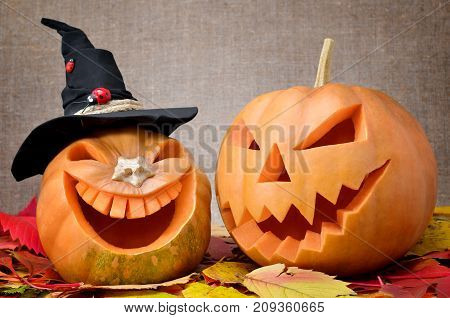 Jack's Head Of A Lantern Carved From Pumpkin For Halloween
