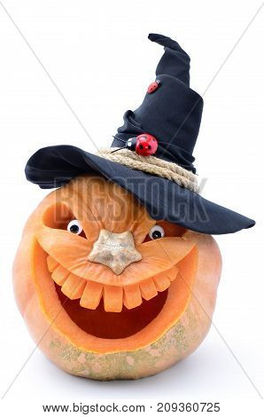 Jack's Head Of A Lantern Carved From Pumpkin For Halloween
