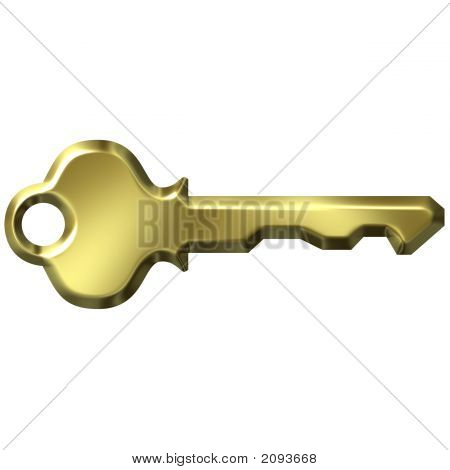 3D Golden Modern Key