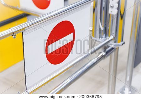 security barriers in a row in the shop closeup photo