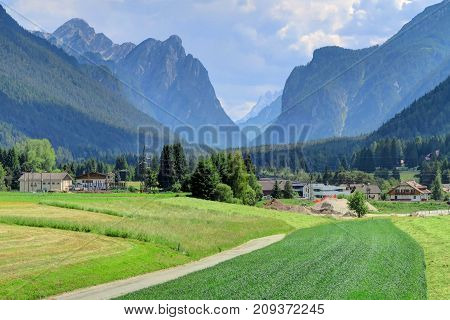 A sunny day of the gorgeous Sexten Dolomites of the Italian Alps of Southern Tyrol