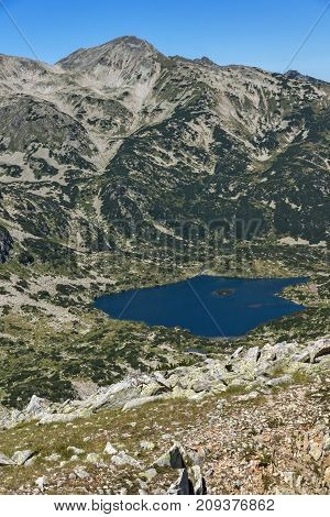 Amazing Landscape of Popovo lake and Polezhan peaks from Dzhano peak, Pirin Mountain, Bulgaria