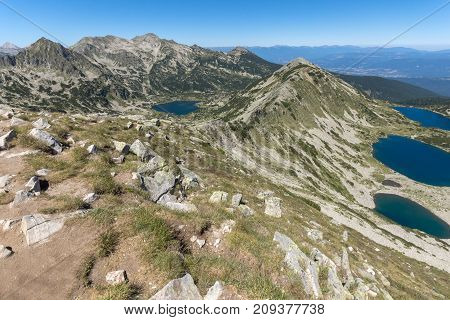 Amazing Landscape of Kremenski and popovo lakes from Dzhano peak, Pirin Mountain, Bulgaria