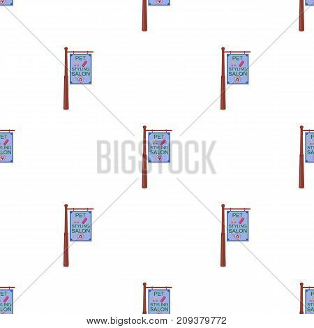 Stylish salon for a pet, a sign on a street post, Pet care single icon in cartoon style vector symbol stock illustration .