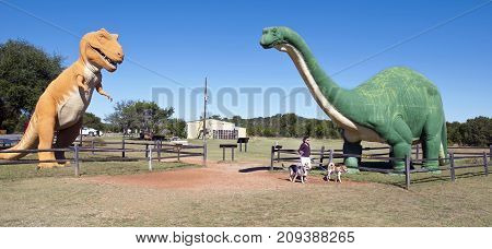 Glen RoseTexas - Oct.16-2017 Dinosaur Valley State Park in Glen RoseTX having Dino tracks over 100 million years old.