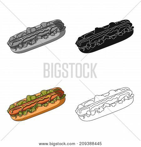 Hot dog, single icon in cartoon style.Hot dog vector symbol stock illustration .