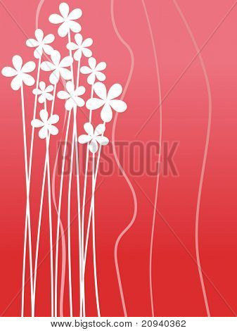 abstrakti punaisella pohjalla Valkoinen Flower, vektori esimerkki