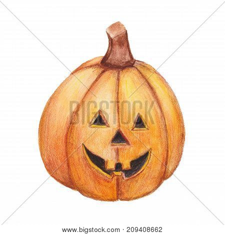 Watercolor halloween pumpkin. Isolated on white background