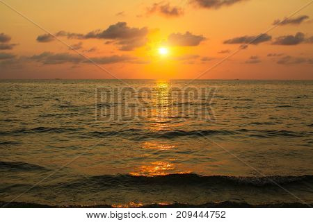 Beautiful yellow-bloody sunset in the Aegean sea.