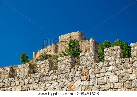 Wide angle of Jalance castle bottom view with walls