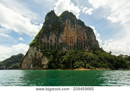 Karst Mountains Of Lake Cheo Lan In Thailand