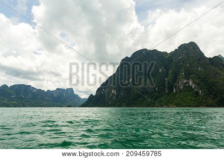 Karst Mountains Of Lake Cheo Lan In Thailand