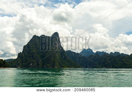 Karst Mountains Of Lake Cheo Lan In Thailand