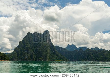 Karst Mountains Of Lake Cheo Lan In Thailand