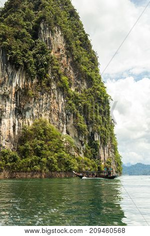 Karst Mountains Of Lake Cheo Lan In Thailand