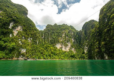 Karst Mountains Of Lake Cheo Lan In Thailand