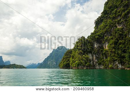 Karst Mountains Of Lake Cheo Lan In Thailand