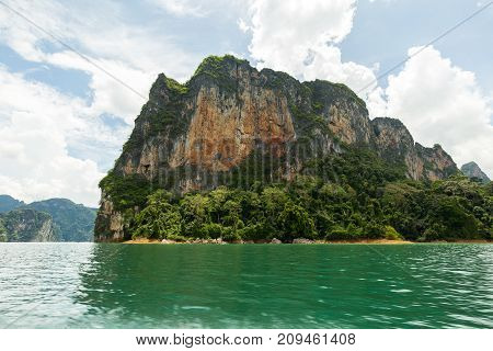 Karst Mountains Of Lake Cheo Lan In Thailand