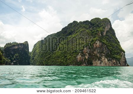 Karst Mountains Of Lake Cheo Lan In Thailand