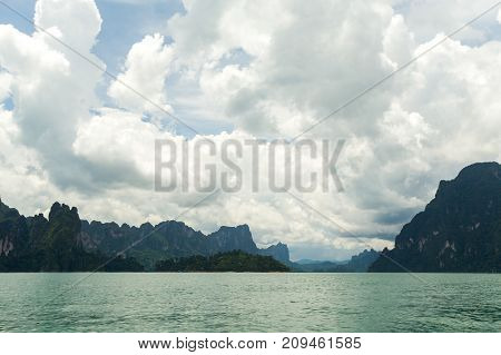 Karst Mountains Of Lake Cheo Lan In Thailand
