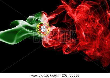 National smoke flag of Portugal isolated on black background