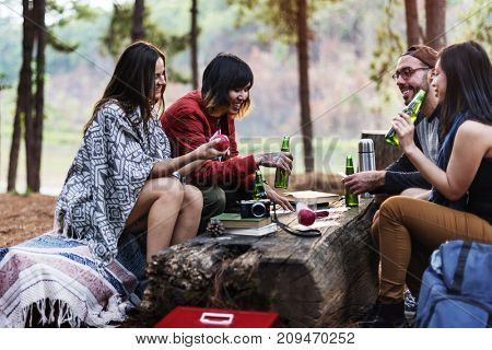 Campers relaxing at the campsite