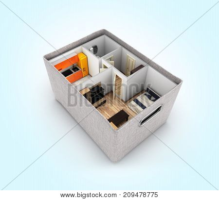 Interior Apartment Roofless Apartment Layout Inside The Box Concept Of Buying A Home Or Moving On Bl