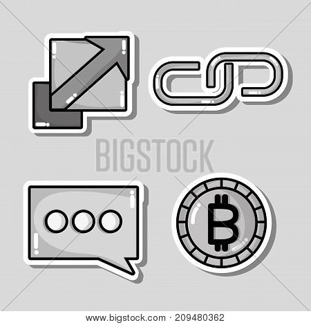 set blockchain security technology with data center vector illustration