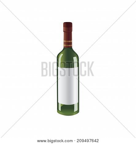 Green vector bottle of wine with space for brand.
