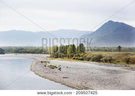 Katun River. Mountain Altai Autumn Landscape