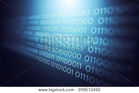 3D Abstract Futuristic Technology User Interface with Binary Code Illustration Render Background