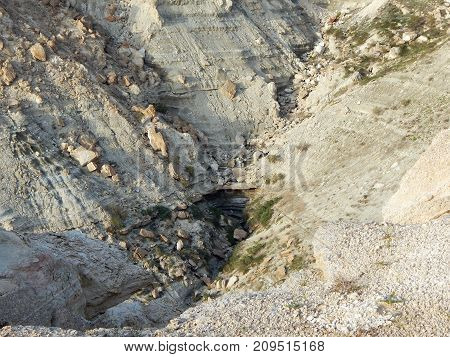 Steppe rocks. Cavity. Arid landscape. Kazakhstan. Mangistau region.