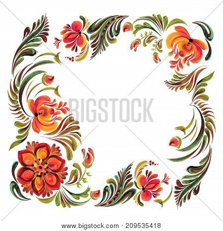 Traditional Ukrainian folk ornament, Petrikovskaya painting with flowers
