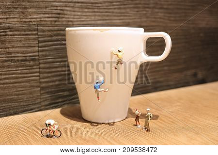 Fun Of Mini Tiny  People Climbing The Mug
