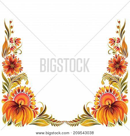 Ukrainian traditional ornament for design, Petrikovskaya painted with flowers