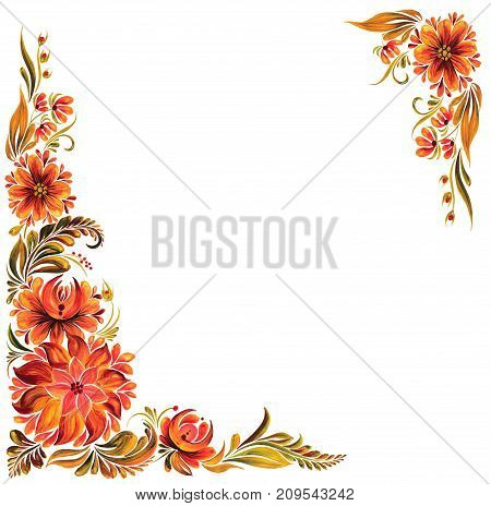 Ukrainian traditional ornament for design, Petrikovskaya painted with flowers