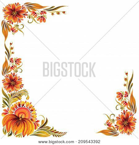 Ukrainian traditional ornament for design, Petrikovskaya painted with flowers