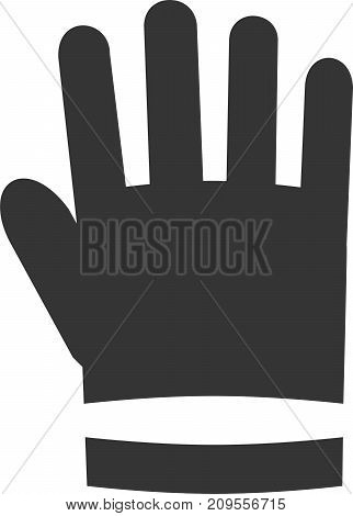 Simple Large Glove - Work and Garden. Sign or Label for Job Employee Supplies. Leather or Stitched Protective Wear for Active Outdoor Use. Icon for Safety Supply and Injury Prevention for Construction or Manufacturing. Flat Button or Logo Element.