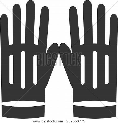Rubber - Leather - Fabric Gloves. Sign or Label Element for Hand Protection Safety Wear Supply for Driving, Work, Fashion, Gardening, Household, Dishes Cleaning, Construction and Industrial Professional Maintenance. Pair of Protective Clothing Material