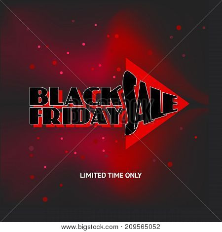 Black Friday Sale advert on black background. Vector illustration. Black Friday sale inscription design template. Black Friday sale banner.