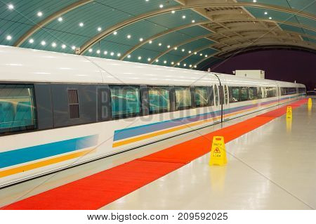 High-speed Magnetic Levitation Train. Shanghai China Indoor