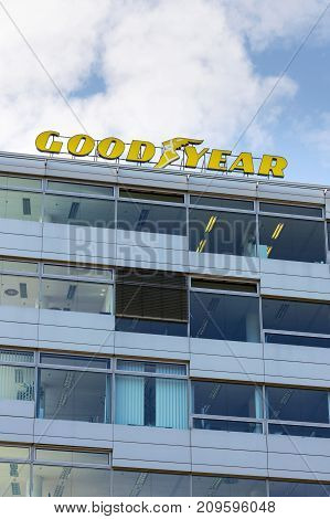 Prague, Czech Republic - October 14: The Goodyear Tire And Rubber Company Logo On Headquarters  Buil