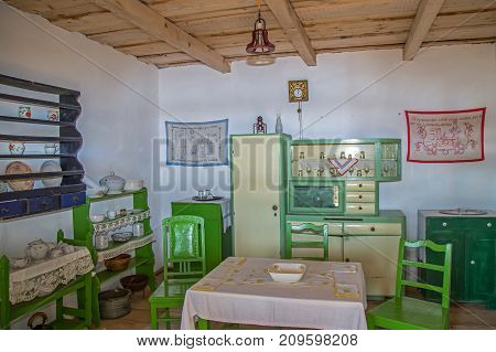 REPEDEA ROMANIA - NOVEMBER 29 2016: Interior of one farmhouse of Ukrainian ethnics.The Maramures region (part of Transylvania) Romania.