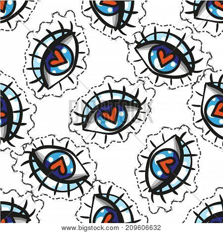 hand-drawn eye doodles seamless pattern vector stock