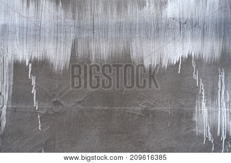 Distress cement whitewash brushed wall texture. Grunge rennovate abstract background. Grainy dirty weathered cover. Empty design template.