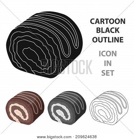 Chocolate roulade icon in cartoon design isolated on white background. Chocolate desserts symbol stock vector illustration.