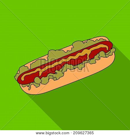 Hot dog, single icon in flat style.Hot dog vector symbol stock illustration .