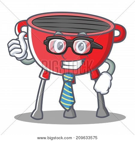 Businessman Barbecue Grill Cartoon Character Vector Illustration