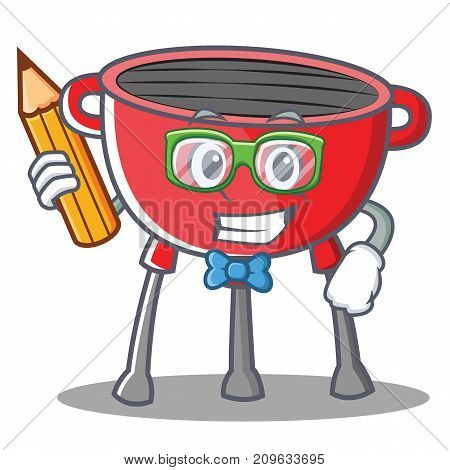 Student Barbecue Grill Cartoon Character Vector Illustration