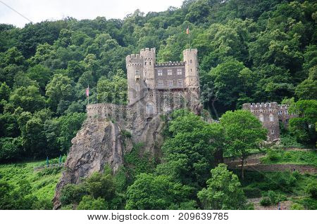 Historic Medeaval Castle in Central Western Germany along the Rhine River.
